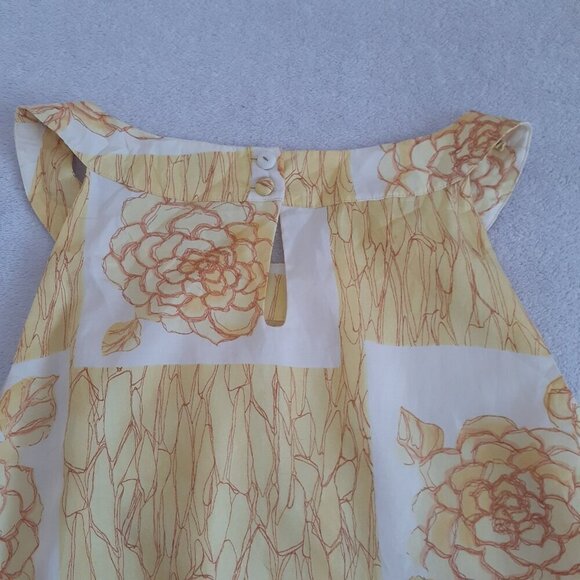 Anthropologie 9-H15 StCL Women's Size 6 Yellow Silk Blend Floral Shift Dress - Picture 9 of 12